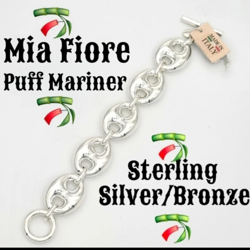 🇮🇹Mia Fiore Mariner Puff Chain Link Sterling Silver/Bronze - Picture 11 of 11